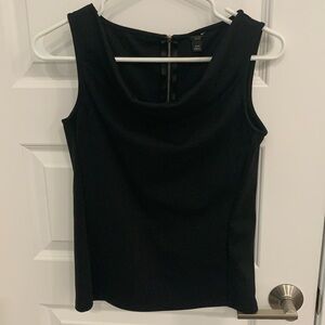 Ann Taylor petite black drape neck tank/shell with zipper in back